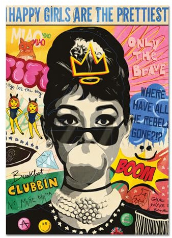 Giallobus - Cuadro - 05 - Audrey punk - Vidrio acrílico - 70L x 100l cm - Listo para colgar - Cuadros modernos