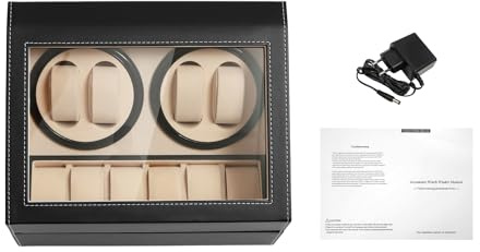PUDLOR Automatik Uhrenbeweger, Tischplatte Automatische 4+6 mit leisem uhr rotierende maschine Ideal für die Präsentation von Uhren verschiedener Marken und Größen in Haus（schwarz）