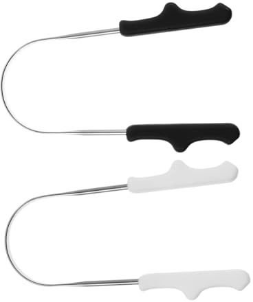 COLLBATH 2pezzi Nettalingua U-type Inossidabile Strumento Di Pulizia Orale Per Adulti e Leggero e Compatto Per Uso Casa e Viaggio