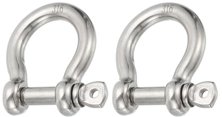 PATIKIL Grillete de Pasador de Tornillo 9.6mm 3/8 1410lb 2 Piezas Acero Inoxidable 316 Forjado Grillete de Arco Grado Marino para Cadenas Cuerdas de Alambre al Aire Libre Plata