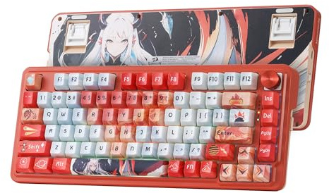 Redragon K673 PRO SE 75% 81 Tasten Kabellose Gasket RGB-Gaming-Tastatur, 3-Modus-Anime-mechanische Tastatur mit Hot-Swap-Sockel, 5-lagige Geräuschdämpfung, benutzerdefinierter Hi-Fi-Linearschalter