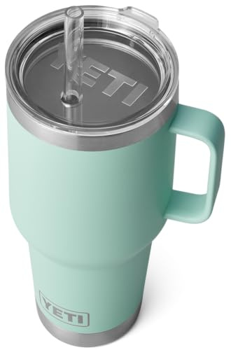 YETI Rambler Straw Mug, Stainless Steel Vacuum Insulated Mug with Stronghold Lid, Seafoam, 35 oz (1035 ml)