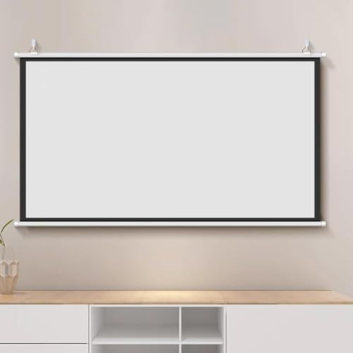 HJXGQJM Manual Pull Down Projector Screen, Movie Projection Screen HD 16: 9/4:3, Wall Mounted HD Projection Screen, For Schools Meeting Indoor Outdoor，Foldable Projector Screens Pull Down(16:9,60)
