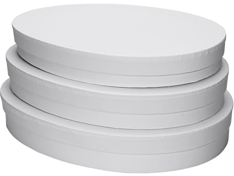 Ideen mit Herz Geschenkboxen in Eiform | mit Deckel | Pappboxen | 3er-Set | 3 verschiedene Größen ineinander | aus stabilem Karton | Verpackung für Ostergeschenke | oval | weiß