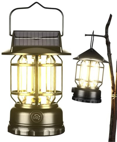 Linterna Solar Supervivencia Camping, 1200 MAh Linterna Camping Solar Y Recargable LED Lampada Portátil Farol Luz De Carpa De Emergencia Resistente Al Agua Para Acampar De Campaña Cortes De Energía