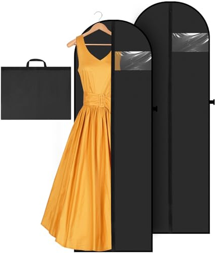 FAOKZE 2 Stück Kleidersack Lang 180×60cm,Faltbarer Kleidersac mit reißverschluss,Staubdichte Kleidung Schutztasche,Garment Bag für Brautkleider,Abendkleider,Anzug Mäntel,Feuchtigkeits und Staubschutz