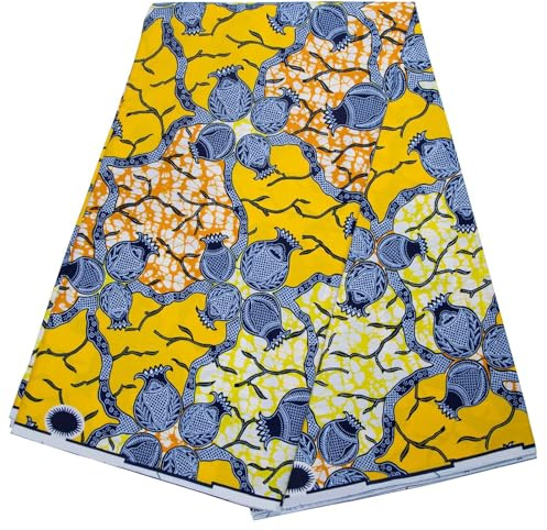 ANNINGWAX Tessuto africano 100% cotone Ankara cera stampa tessuto 6 metri panno per abito da festa