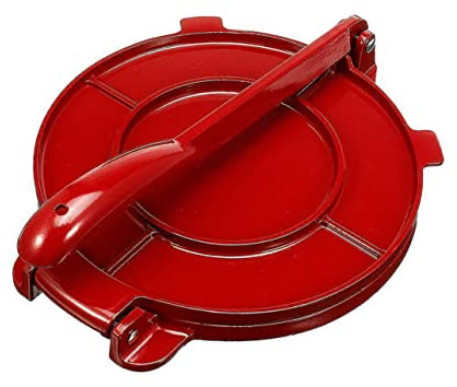 TOPPERFUN Presse à Tortillas Manuel En Alliage D’aluminium 20 Cm Rouge, Machine à Fabriquer Des Tortillas Et Quesadillas, Presse à Pâte Réglable Multifonction, Usage La Cuisine Maison