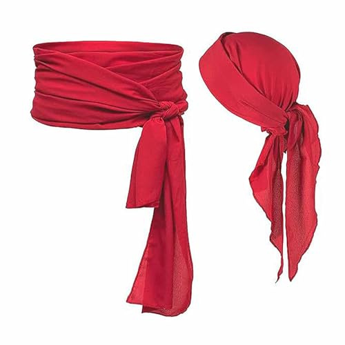 2 Stück Piraten Kostüm Zubehör Set,Kopftuch +Gürtel,Bequem Piratenhut,Pirate Accessories,Mittelalterliche Große Schärpe,Piraten Kopftuch Für Weihnachten Halloween Karneval Party Rollenspiel Dekoration