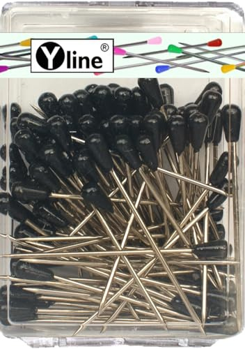 100 Stück Tapezierstecker mit Kunststoffkopf schwarz ca. 60 mm, Schmuck- Nadeln Stecknadeln groß, 3227-SW