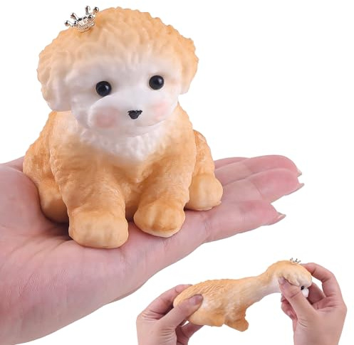 Anboor Kleines Hunde-Squishy-Spielzeug Realistisches, klebriges Teddy-Hund-Quetschspielzeug zum Stressabbau für Kinder und Erwachsene, Geburtstagsgeschenk für Autisten (8 cm)