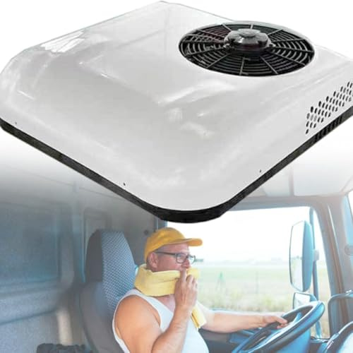 SXHEYUY Climatiseur Caravane, 12V 24V Climatiseur De Toit Tracteur, Réfrigérant pour Climatisation Ajouté, Convient Aussi Bien en Été Qu'en Hiver,Blanc,12v