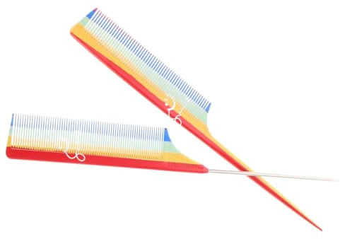 Veemoon Pettine a Coda Di Topo 2 Pezzi Pettini a Denti Fini Per Parrucchiere, Strumento Per Sfumare i Chioma e Separare Ciocche, Piccolo Pettine Versatile Per Taglio e Tintura Chioma Uomo e Donna