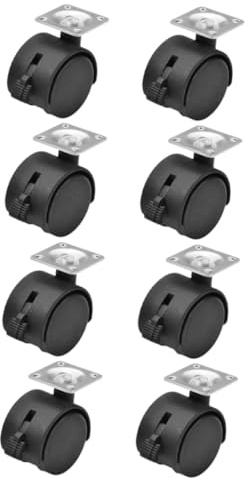 Gadpiparty Office Chair Wheels Replacement Casters Plastic L-shaped Swivel Caster Wheels with Brake 8pcs and Easy Fixation Deformation Resistant for Office Furniture and Desk Chairs