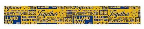 BRITISH MADE GIFTS Leeds Word Montage - Knitted eyelet football scarf - Yellow & Blue