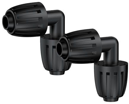 Pawfly 15 Pcs Drip Irrigation Fittings for 1.27 CM Irrigation Tubing (1.27 CM ID x 1.63 CM OD), 1.27 CM Drip Line Connectors with Anti-Drop Lock Nuts, Barbed Elbow Parts for Garden Irrigation System