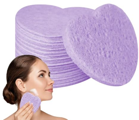 Hjärtsvampar, komprimerade ansiktssvampar Makeup Remover, Cleansing Pads, | Ansiktssvampar för daglig ansiktsrengöring