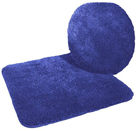 Kinzler J-10053/71 Mikrofaser Bademattenset 2-teilig, WC-Deckelbezug 47 x 50 cm, und Vorleger ohne Ausschnitt 50 x 55 cm, royalblau