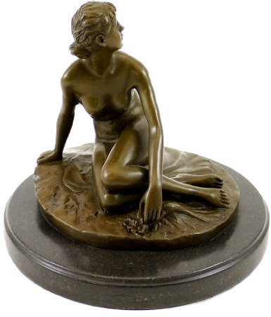 Kunst & Ambiente - Jugendstil Bronzefigur - Der Frühling (1891) - signiert - Peter Breuer Skulptur - Deko Figur - Wohndeko