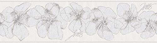 Livingwalls Bordüre Jette Joop Borte mit Blumen floral 5,00 m x 0,17 m braun grau weiß Made in Germany 959913 95991-3