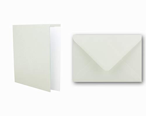 25x Kartenset DIN A6 inkl. Briefumschlägen & extra Einlegeblätter - Blanko Klappkarten in Natur-Weiß im DIN A6 Format - Karten zum Selbstgestalten für Einladungen und Grüße