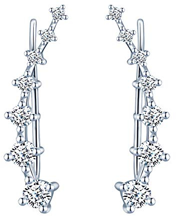 Yumilok Damen Knorpel Schmuck Ohrklemme Ohrring Ohrstecker Ohrclip Piercing 925er Sterling Silber mit Kristall für Mädchen Silber