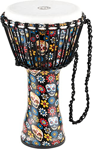 Meinl Percussion Rope Travel Djembe - Mittelgroße Handtrommel - Mit Nylonseilen - Durchmesser 10 Zoll - Kunststoff, Mehrfarbig (PADJ7-M-F)