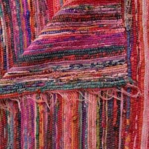Aakriti Gallery Handgefertigter, dekorativer Flickenteppich, Chindi-Teppich, mehrfarbig, 150 x 90 cm, Baby-Rosa