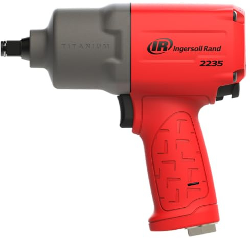 Ingersoll-Rand 2235TiMAX-R 1/2 Drive Air Impact Wrench, Lightweight 4.6 lb Design, Powerful Torque Output up to 1,350 ft-lbs, Titanium Hammer Case, Max Control, Red