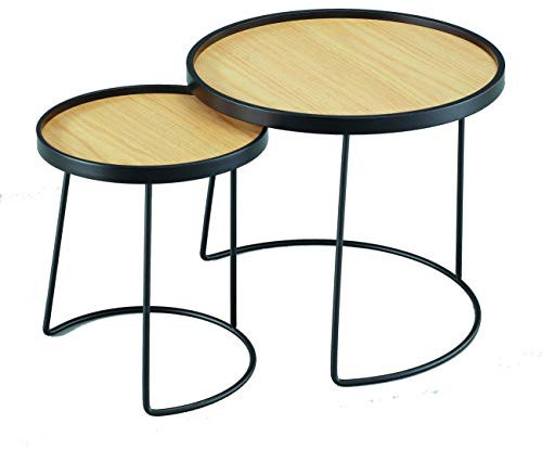 Dublino Couchtisch/Beistelltisch-Set Lenora, 2-teilig, MDF-Platte mit Stahlgestell | Retro Design Beistelltische