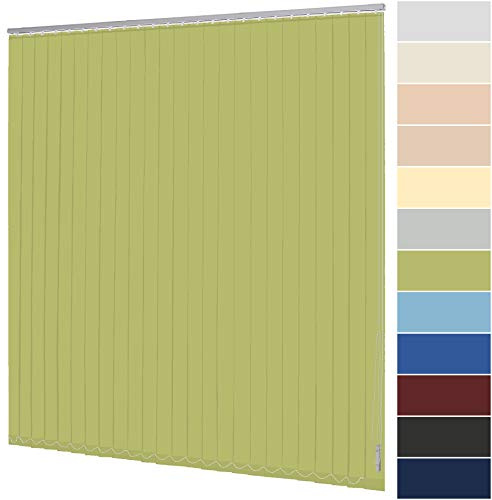 Lamellenvorhang nach Maß Vertikaljalousie 89 mm für Tür und Fenster viele Farben Maßanfertigung Wand- und Deckenmontage Jalousie Lamellen Rollo (Breite 100,1-120 cm x Höhe 260,1-280 cm, Grün)