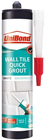 UniBond 2577444 Ultra Force Wall Tile Grout, Grout in Easy Apply Cartridge for Use with Standard Cartridge Gun, Waterproof Grout for Tiling, White, 460g Cartridge