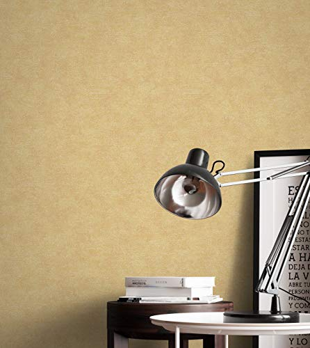 NEWROOM Papier peint Jaune Couleur Unie Intissé - Couleurs Unies Marron Ocre Structure Moderne