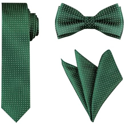 Allegra K Juego De Corbata De Lunares De Los Años 50 Corbata De Moño Pajarita De Bolsillo Para Bodas Ocasiones Formales Para Hombres Verde Oscuro Talla única