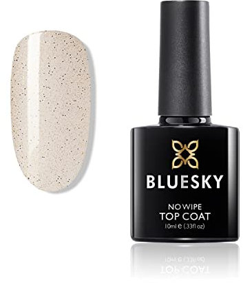 Bluesky Top Coat Semi Permanent avec des Taches Noires et OR Comme Effet de Sucre de Sable Séchage Rapide Pas D'essuyage, Pas de Jaunissement Vernis à Ongles Top Coat, Transparent, 10ml