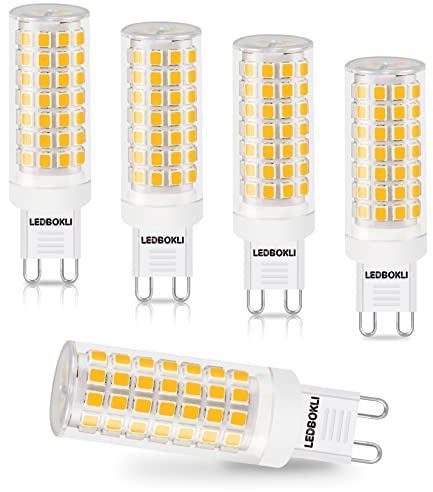 LEDBOKLI Bombilla LED G9, blanco cálido, 8 W, 3000 K, equivalente a bombilla halógena de 80 W, bombilla G9, 700 lúmenes, sin parpadeo, no regulable, ángulo de haz de 360°, CA 220-240 V, bombilla