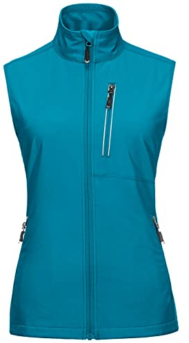 33,000 fot dam lätt löpväst utomhus softshell väst dam ärmlös jacka vindtät vattentät andningsaktiv väst gilet för löpning golf vandring, Dodge blå, L