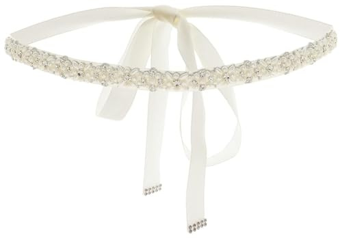 IYOU Perla Boda Cinturón Marfil Diamante de Imitación Vestido Cristal Elegante Paseo Nupcial Faja Accesorios con Cinta para Novia Dama de Honor