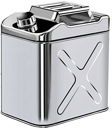 BHBXZZDB Benzinkanister Rostfreier Stahl Kanister mit Filtrierbarer Schlauch, Schraubenentlüftung, für alle Kraftstoffarten, 10 Liter
