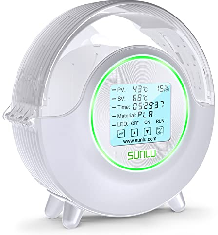 SUNLU 3D-Drucker Filamenttrockner Box S2, Hält Filamente während des 3D-Drucks trocken, 360° Rundumheizung, großer LCD-Touchscreen, kompatibel mit 1,75mm 2,85mm 3,00mm Filament,Spulenhalter,Weiß