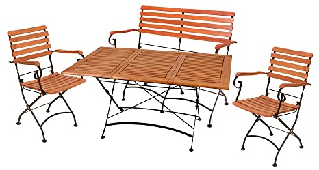 Lomadox Balkon Set Terrassenset Gartenset 4-TLG. aus Eukalyptus in braun