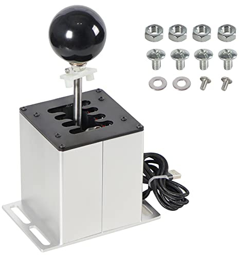 GSTP PC USB Simulator Shifter Compatible with G29 G27 G25 G920 T300RS/GT Steering Wheel Sequential H Gear Shifter Compatible with ATS ETS Dust WRC Sim Racing Games 7+R Silver