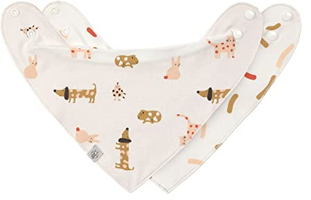LÄSSIG babyhaklapp halsduk triangelduk set om 2 st. Vändbar tryckknapp/babybandana i ekologisk bomull Little Mateys kryddig orange