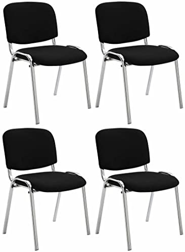 CLP 4er Set Stühle Ken Chrom Stoff I Gepolsterte Sitzfläche Farbe schwarz
