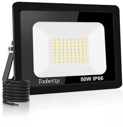 50W LED Strahler Außen, 5000LM 6000K Kaltweiß Fluter für Garage Hof | Flutlicht mit 72 LED-Chips, 120°Winkel, IP66 180°Halterung,50000h Lebensdauer,Außenstrahler Für Garten Parkp