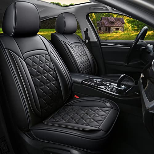 JDWBT Luxus Autositzbezüge Kunstleder Komplettset, Sitzbezüge Auto Universal, Auto Sitzbezüge Kompatibler Airbag, Auto Sitzbezügefür Die Meisten Limousinen,SUV(Schwarz, Full Set)
