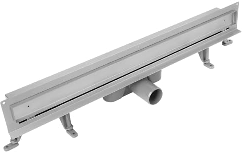 VOGI Duschrinne Edelstahl Komplettset Wandablauf Wandmontage Befliesbar Haarsieb Rinne mit Siphon Montagefüße Inklusive Doppelkammer Bodenablauf Länge 100 cm