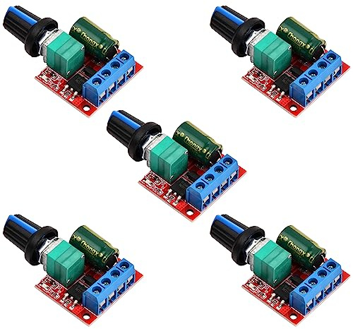 5 Stücke Mini DC Motor PWM Drehzahlsteller, DC 5V-35V Einstellbarer Drehzahlregler, DC 6V 12V 24V 35V Variabler Spannungsregler, 5A Regler Schalter LED Dimmer Max 90W mit LED-Anzeige