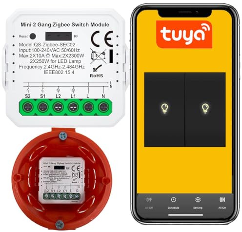 Sone Smart One ZigBee Schalter Unterputz 2 Kanal Tuya Smart Life 2x5A | unterputzmodul, 2 kanal, gateway nötig, lichtsteuerung, neutralleiter, relais