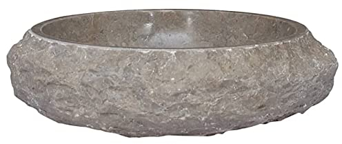 BaraSh Waschbecken Grau Ø40x12 cm Marmor Aufsatzwaschbecken Waschbecken Bad Waschtischplatte Waschbecken Badezimmer